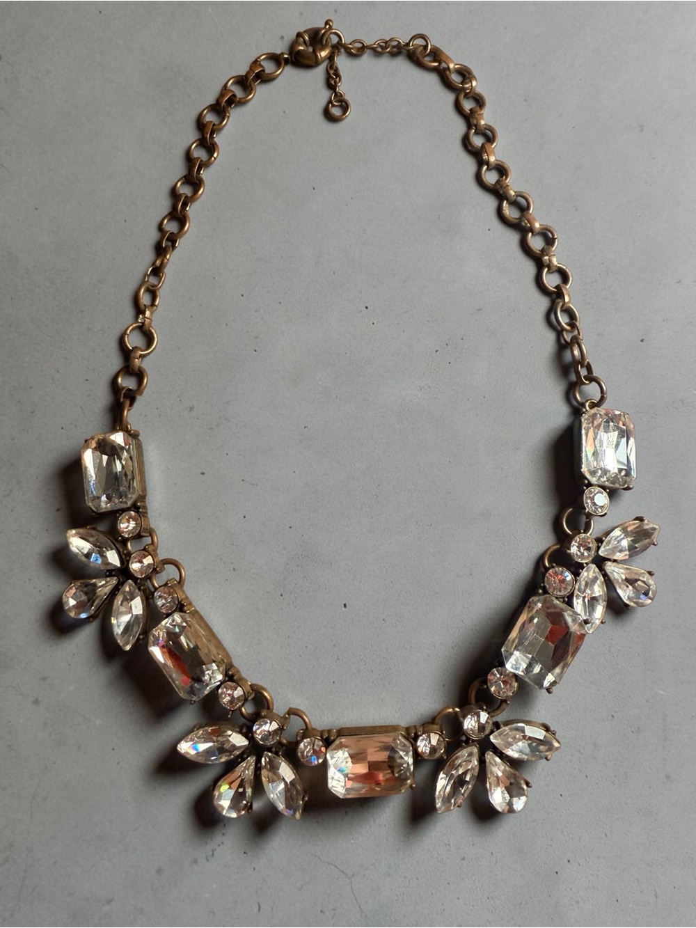 Gold-Tone Clear Crystal Statement Necklace